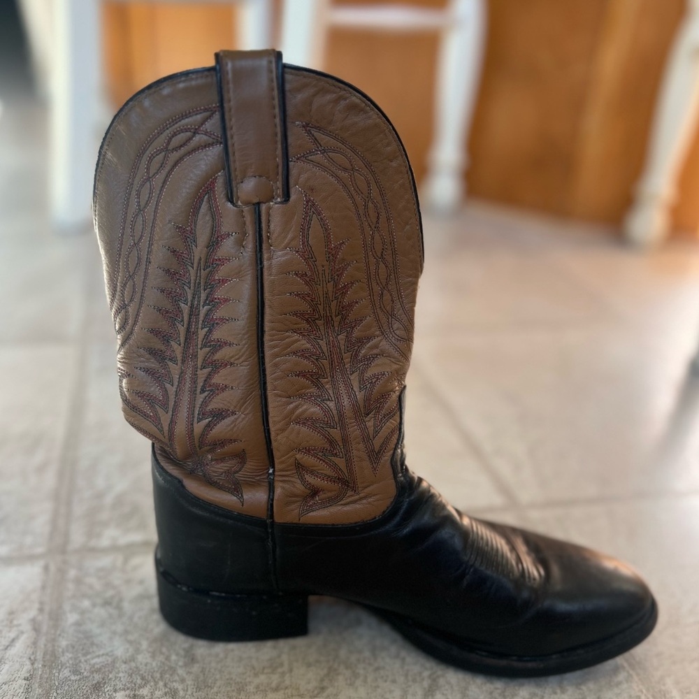 Tony Lama Cowboy Boots | Black & Tan Leather | Size ~10.5 Men’s | Western Rodeo - Picture 11 of 15